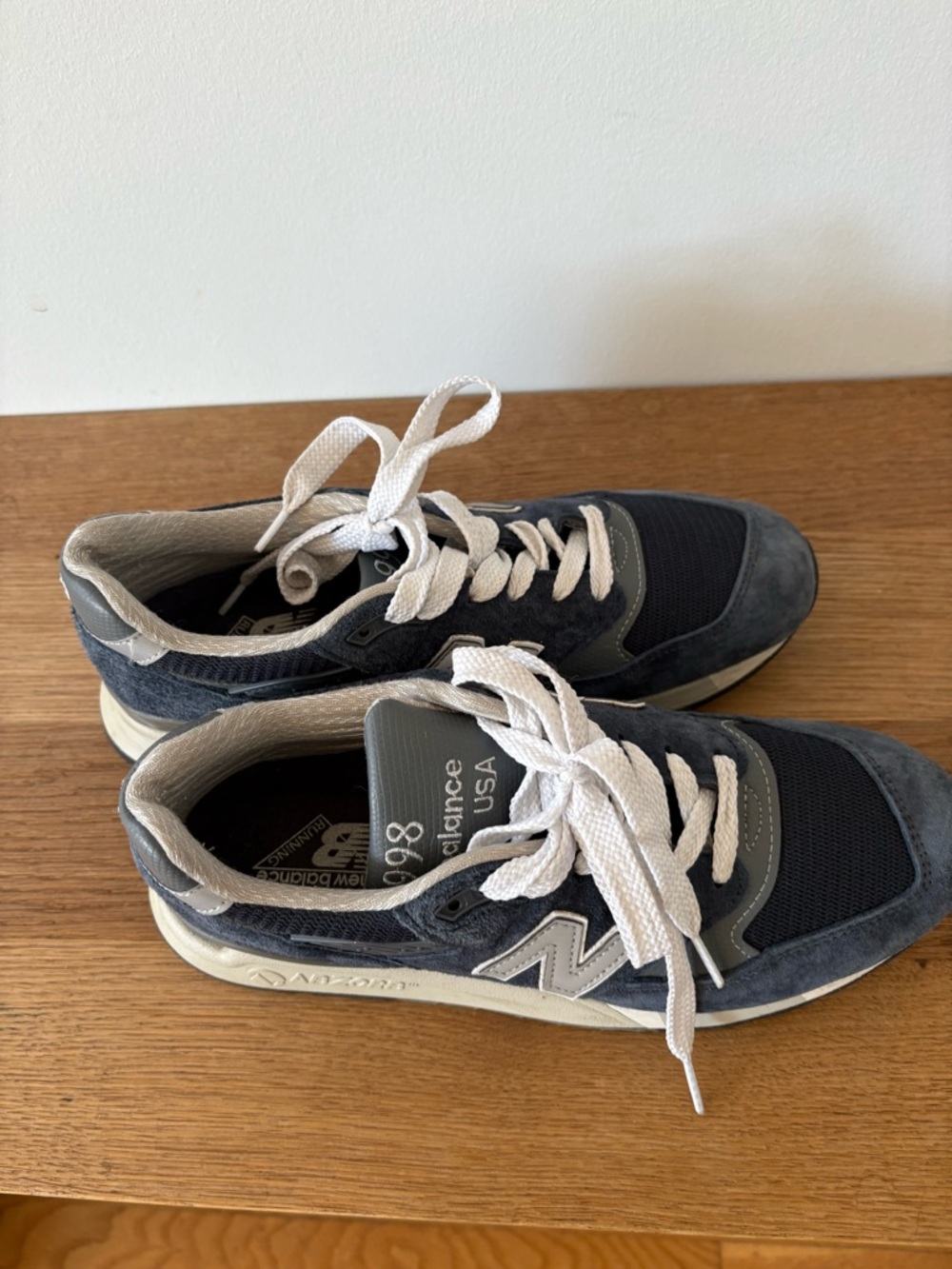 New Balance Navy and Gray Suede Mesh Athletic Sneakers